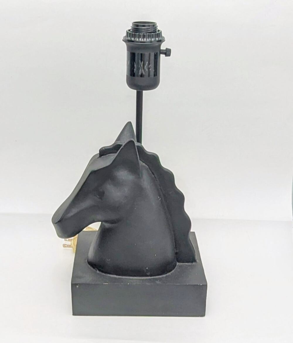 West Elm Black Horse Head Table Accent Lamp MCM Style 16"